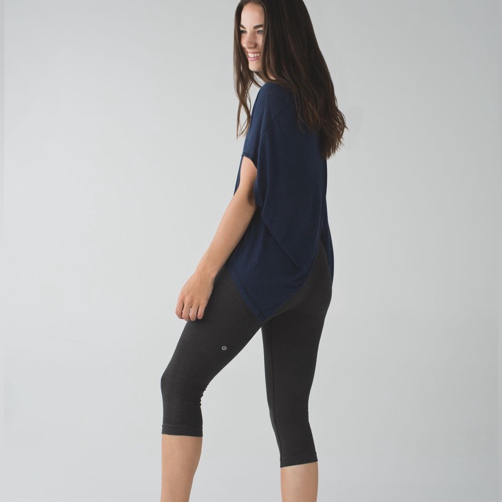 Lululemon In the Flow Crop II Tight Heathered Black Size 4